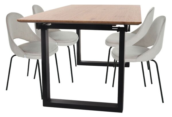 Snap - Sada: Rozkladací stôl Grand + 4 jedálenské stoličky Costa Steel Black