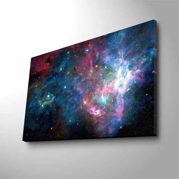 Wallity Obraz s LED osvetlením FAREBNÁ GALAXIA 45 x 70 cm