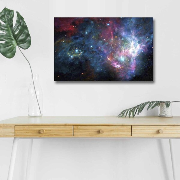 Wallity Obraz s LED osvetlením FAREBNÁ GALAXIA 45 x 70 cm