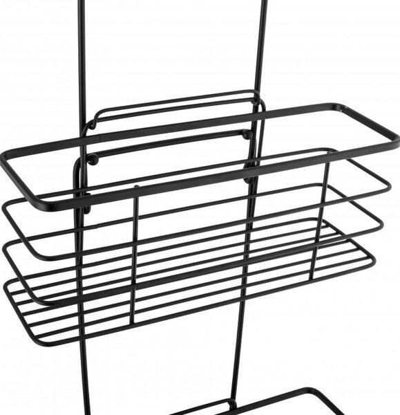 Erga Rafek, trojitá kúpeľňová polička do sprchy na zavesenie 30x12,5x71 cm, čierna matná, ERG-YKA-CH.RAFEK-BLK