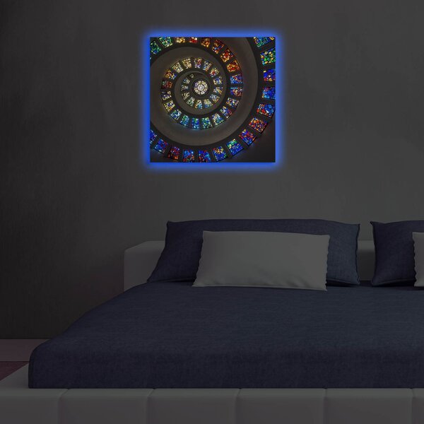 Wallity Obraz s LED osvetlením FAREBNÁ ŠPIRÁLA 49 40 x 40 cm