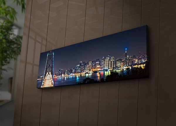Wallity Obraz s LED osvetlením NOČNÉ MESTO 37 30 x 90 cm