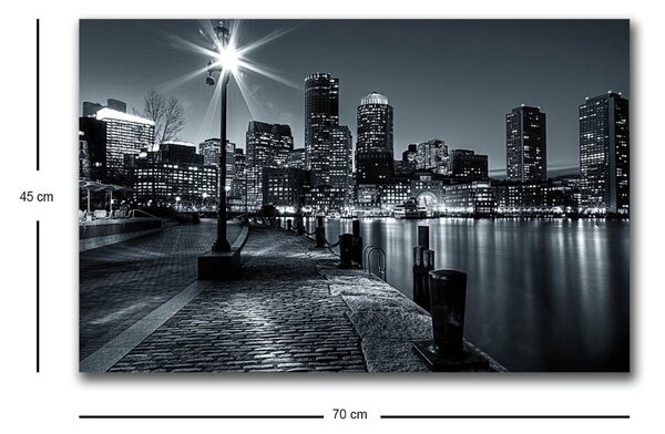 Wallity Obraz s LED osvetlením NOČNÉ MESTO S RIEKOU 45 x 70 cm