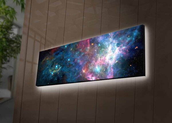 Wallity Obraz s LED osvetlením NOČNÁ GALAXIA 30 x 90 cm