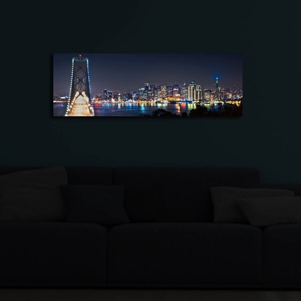 Wallity Obraz s LED osvetlením NOČNÉ MESTO 37 30 x 90 cm
