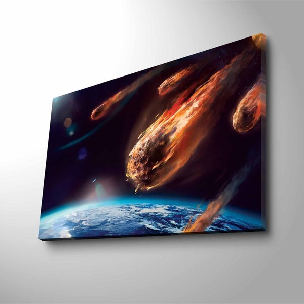 Wallity Obraz s LED osvetlením LETIACI ASTEROID 45 x 70 cm