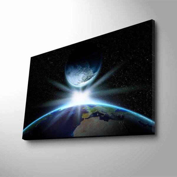Wallity Obraz s LED osvetlením STRETNUTIE ZEME A MESIACA 45 x 70 cm