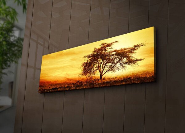 Wallity Obraz s LED osvetlením STROM V ZÁPADE SLNKA 27 30 x 90 cm