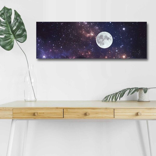 Wallity Obraz s osvetlením MESIAC NA NOČNEJ OBLOHA 30 x 90 cm