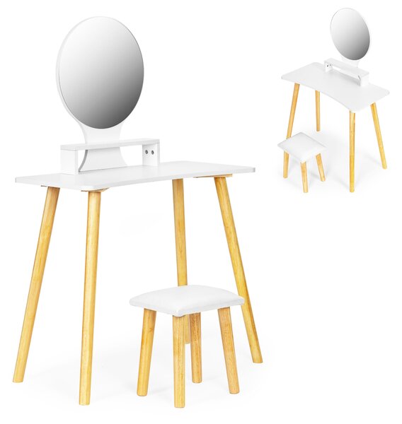 ModernHome Kozmetický toaletný stolík so stoličkou a zrkadlovou poličkou