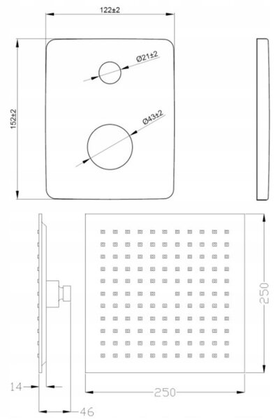 Invena Trend, podomietková sprchová sada s ručnou a hlavovou dažďovou sprchou 25x25cm, INV-BS-02-0K4-V