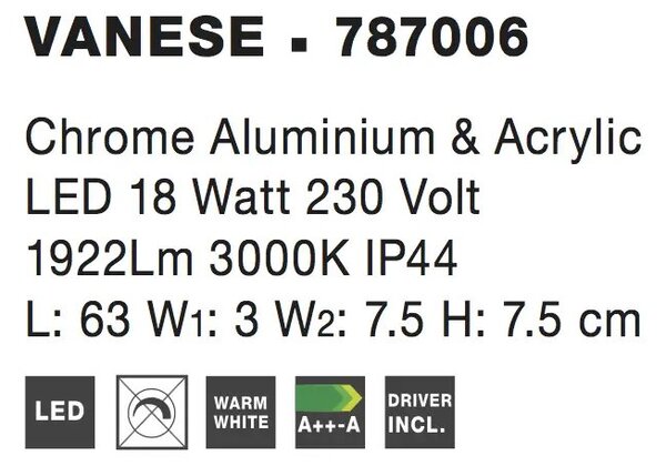 LED nástenné svietidlo Vanese 63 – Sivá