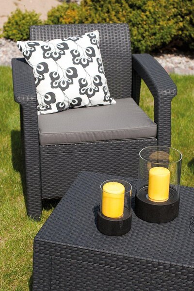 TOPGARDEN CORFU AG 223204 AN - záhradný set 2kreslo+2ks kreslá+stolík, plast Antracit