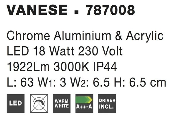 LED nástenné svietidlo Vanese 63 – Sivá (787008)