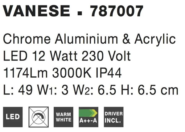 LED nástenné svietidlo Vanese 49 – Sivá (787007)