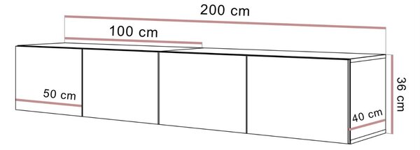 ZÁVESNÝ TV STOLÍK ELEGANTE TRAVERTÍN 200 cm