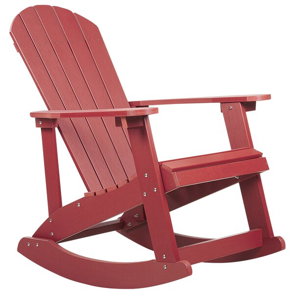 Záhradná hojdacia stolička červená plastové drevo lamelový dizajn tradičný štýl záhrada terasa