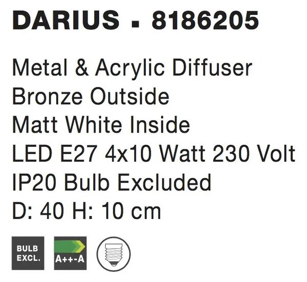 Moderné stropné svietidlo Darius 40 Brondz – Medená