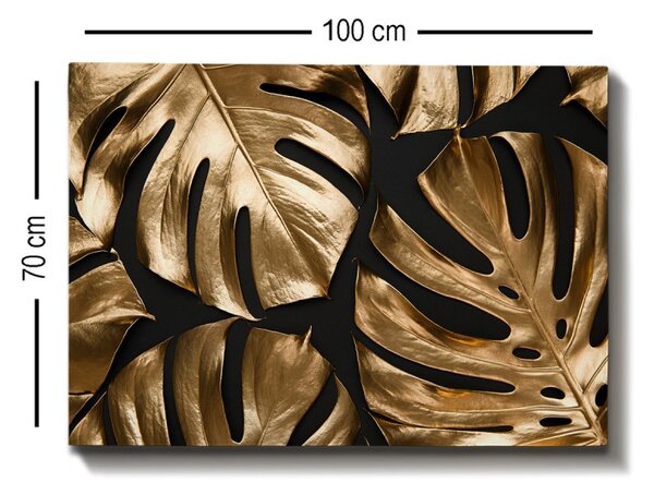 Wallity Obraz GOLDEN MONSTERA 70 x 100 cm