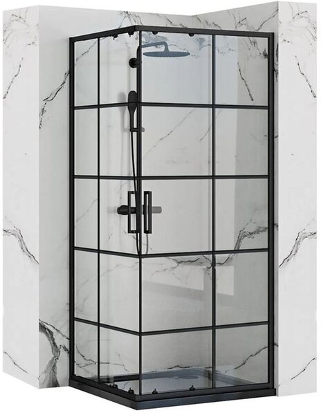 Rea Concept sprchovací kút 80x80 cm obdĺžniková čierna polomatné/priehľadné sklo REA-K5479