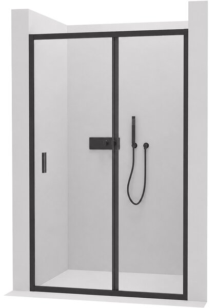 CERANO - Sprchové posuvné dvere Varone LINE L/P - 6 mm - matná čierna, číre sklo - 90x195 cm