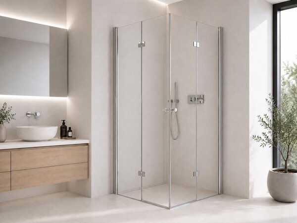CERANO - Sprchovací kút Volpe Duo L/P - 6 mm - chróm, číre sklo - 60x60x190 cm - skladací