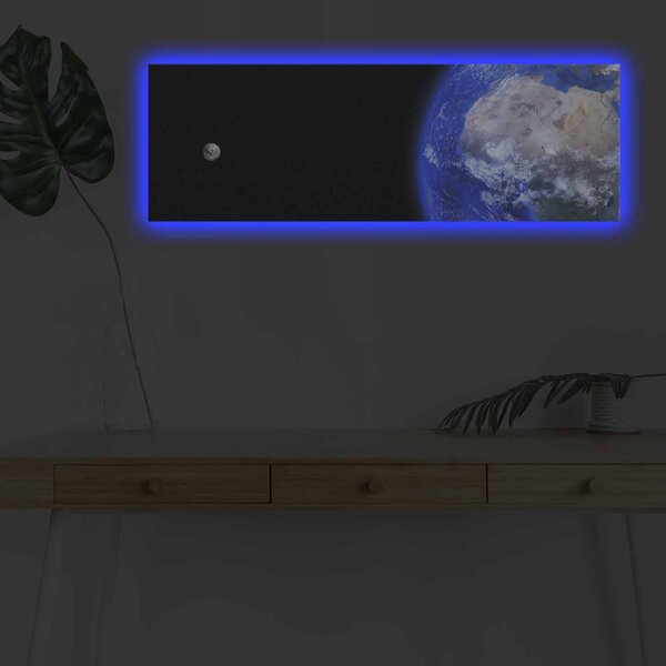 Wallity Obraz s LED osvetlením NOČNÁ ZEMĚKOULE 30 x 90 cm