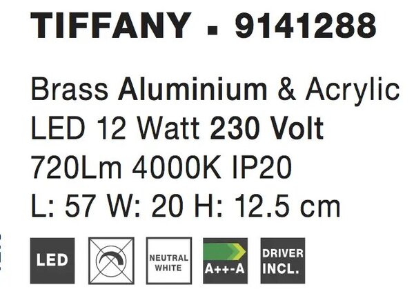 LED nástenné svietidlo Tiffany – Zlatá