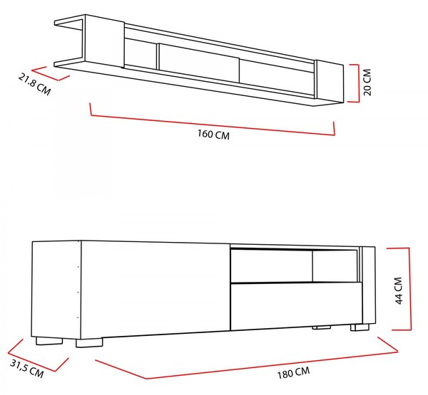 Hanah Home Obývacia stena Arya 180 cm biela/hnedá