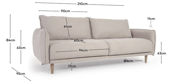 Béžová pohovka 210 cm Carlota - Kave Home