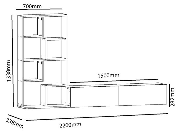 Kalune Design Obývacia stena BARE 220 cm biela