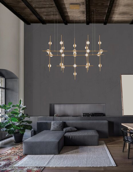 LED luster Atomo 106 zlaté s diaľkovým ovládaním – Zlatá