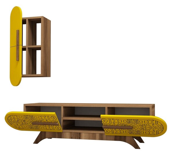 Hanah Home Obývacia stena Defne 145 cm žltá