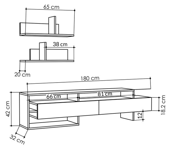 Kalune Design Obývacia stena GARA 180 cm svetlá mocha