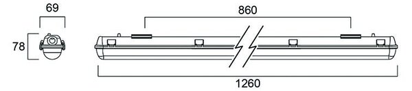 Sylvania 0047922 stropné svietidlo START WATERPROOF 1200 na 1X T8 LED trubicu (bez zdroja)