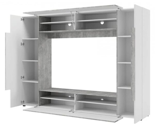 Szynaka Obývacia stena Okno 225 cm biela/betón