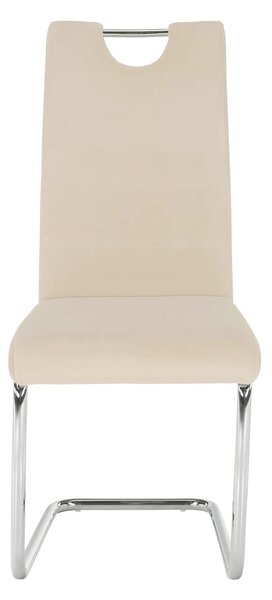 Kondela ABIRA NEW BE 0000285417 - stolička jedálenská, látka béžová Dulux Velvet / svetlé šitie / podnož chróm