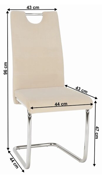 Kondela ABIRA NEW BE 0000285417 - stolička jedálenská, látka béžová Dulux Velvet / svetlé šitie / podnož chróm