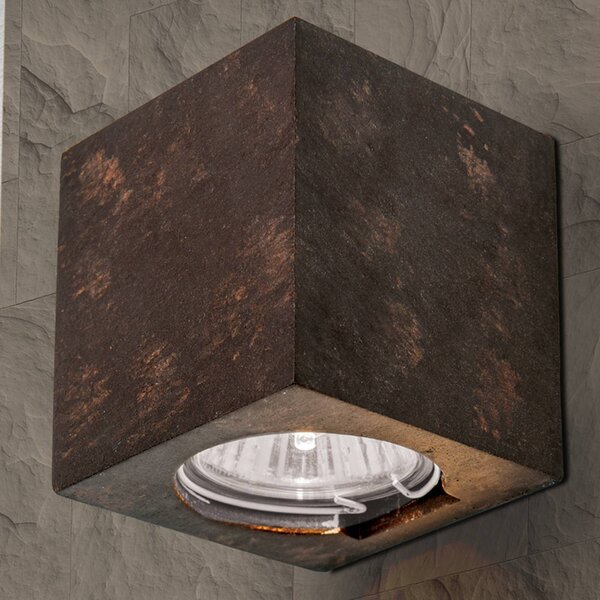 Nástenné svetlo Cube keramika 7,5 cm hrdzavohnedá