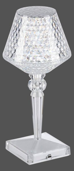LED lampa Kristala, batéria, číra, zrezaný kužeľ