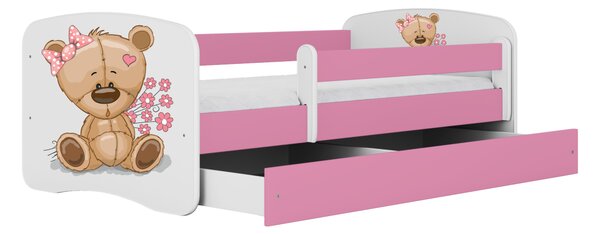 Kocot kids Postieľka Babydreams macko s kvietkami ružová, variant 70x140, bez šuplíků, bez matrace