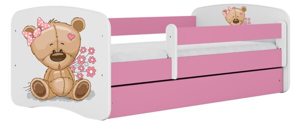 Kocot kids Postieľka Babydreams macko s kvietkami ružová, variant 70x140, bez šuplíků, bez matrace