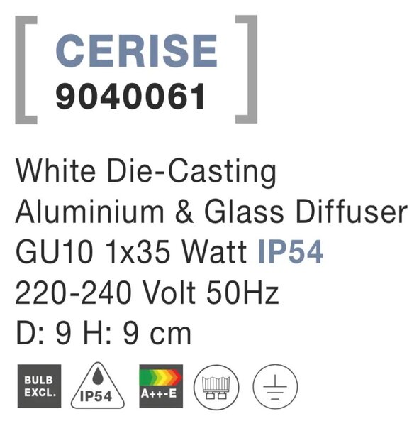 Vonkajšie záhradné svietidlo Cerise B 9 biele – Biela