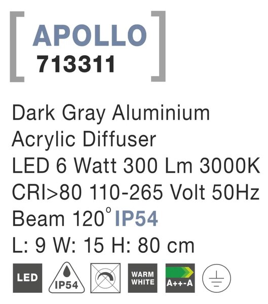 Vonkajšie LED lampa Apollo – Sivá