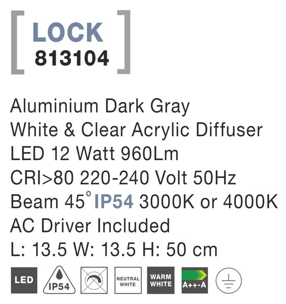 Vonkajšie LED lampa Lock – Sivá