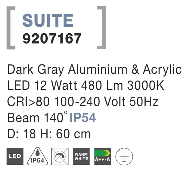Vonkajšie LED lampa Suite 18 tmavo sivé – Sivá