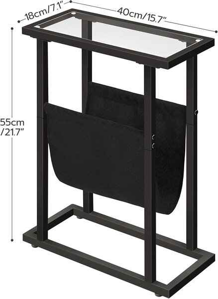 VASAGLE Odkladací stolík Fido 40 cm čierny/číry