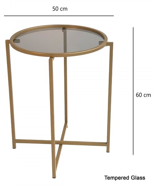 Hanah Home Odkladací stolík Hanah 50 cm zlatý
