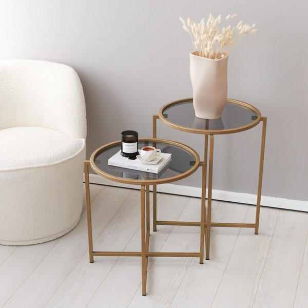 Hanah Home Odkladací stolík Hanah 50 cm zlatý