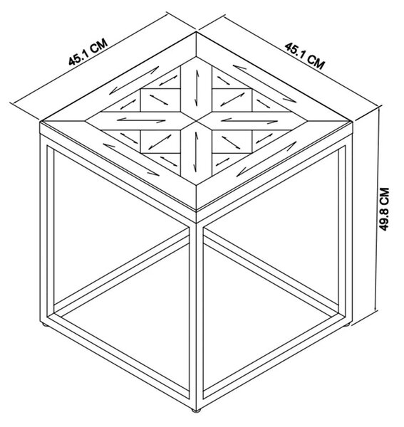 LivinHill Odkladací stolík Indus 45 cm z masívu dub prírodný/grafit